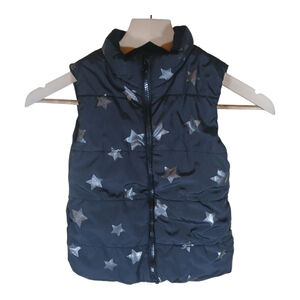 Est‎ 1989 Place Girls Vest Black & Silver Stars Size Small 5/6 Girls Zipper Cute